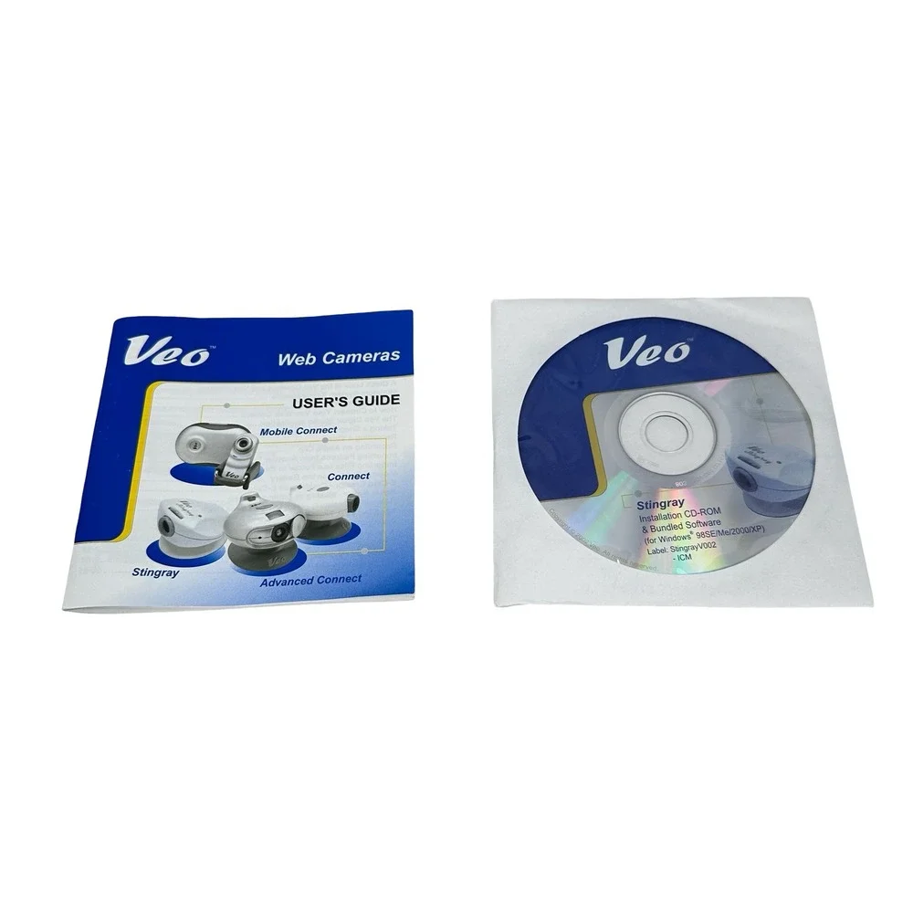 Veo Stingray USB Web Camera Vintage Y2K Gray Windows XP 98 with CD and Manual